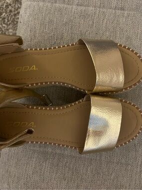 Soda Metallic Rose Gold Strap Slide Sandals